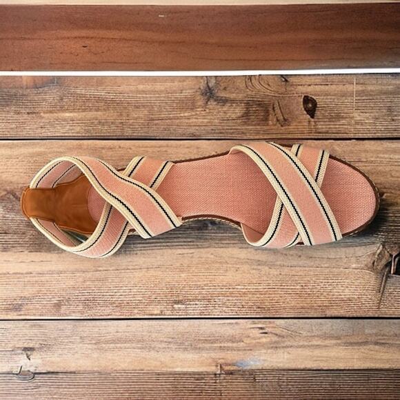 Tory Burch Womens 10 Fieda Espadrille Platform Sandals new leather canvas - Picture 5 of 10